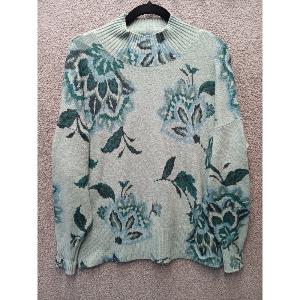 Plus Size Cottagecore Floral Knit Sweater Cozy Botanical Pullover 0X Comfort